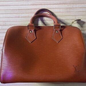 GORG Louis Vuitton Epi cognac leather Speedy 25 W/ LV LOCK AND KEY.